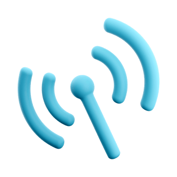 3d rendering Signal transmission icon. 3d render Antenna or broadcasting tower and signal waves icon. png