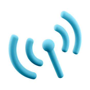 3d rendering Signal transmission icon. 3d render Antenna or broadcasting tower and signal waves icon. png