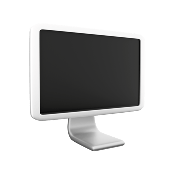 3d rendering Computer Monitor icon. 3d render white monitor with the screen off icon. png