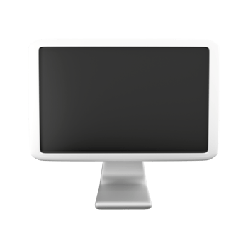 3d rendering Computer Monitor icon. 3d render white monitor with the screen off icon. png