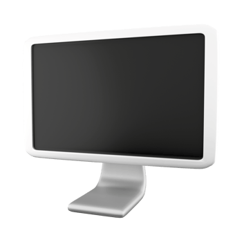 3d rendering Computer Monitor icon. 3d render white monitor with the screen off icon. png