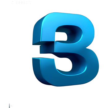 3D Blue Number Three png