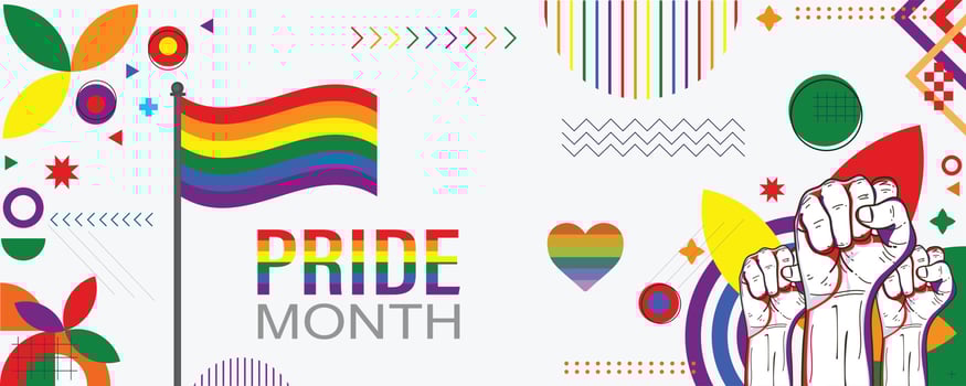 PRIDE Rainbow Typography Pride Text Isolated on Background with LGBTQ Rainbow Pride Flag vector