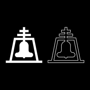 Church bell beam concept campanile belfry set icon white color vector illustration image solid fill outline contour line thin flat style