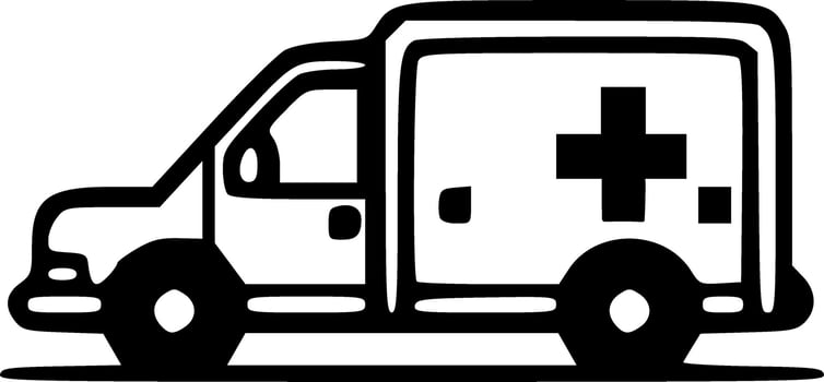 Ambulance car black white vector illustration