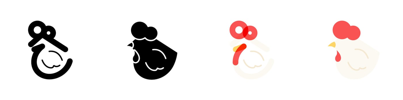 Set of Chicken flat outlined solid vector icon, Modern vector logo templates or icons of chicken heads.