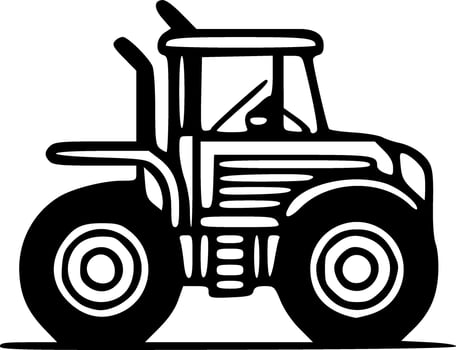 Tractor black white vector illustration
