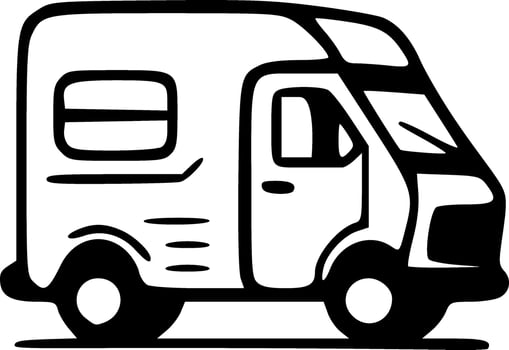 Mini van black white vector illustration