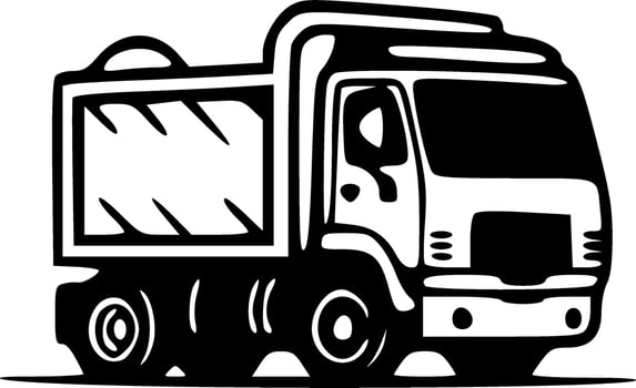 Garbage truck black white vector illustration