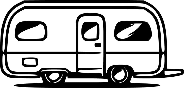 Caravan black white vector illustration