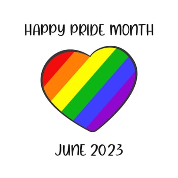 LGBT Happy Pride Month and heart in colors of rainbow flag vector