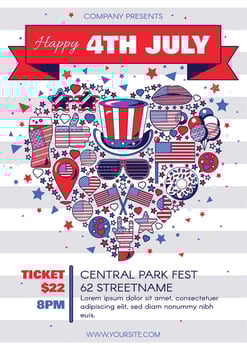 4th July USA Heart Template Poster Banner vector