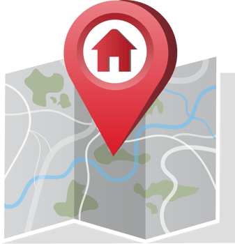 Pin icon on navigation map. Pin landmarks or show right way. Flat line style for map design. png
