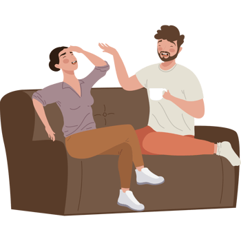 young couple laughing comic characters png