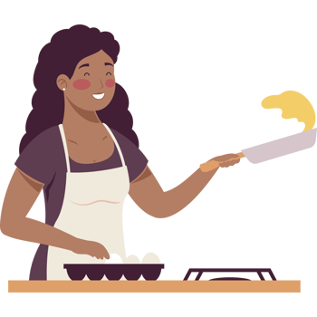 woman cooking with pan png