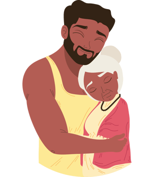 A smiling family embracing png