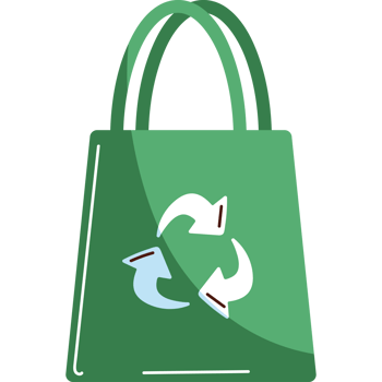 green ecology bag with recycle arrows png