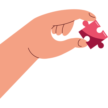 hand playing with red puzzle piece icon png