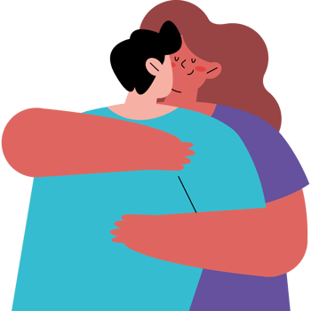 couple kissing and hugging characters png
