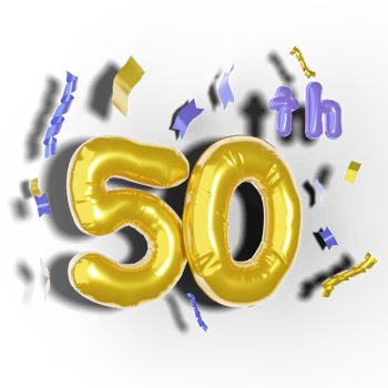50th anniversary with 3d golden balloon bunches png