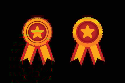 Vector award label with star and ribbons