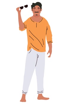 indian man with sunglasses character vector