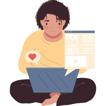woman blogger with laptop character png
