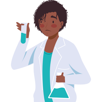 afro female laboratory worker character png