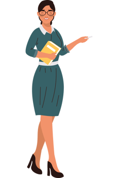 female teacher with book character png