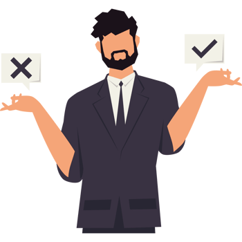 businessman with two choices character png