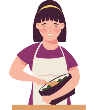 woman cooking mixing with bowl character png
