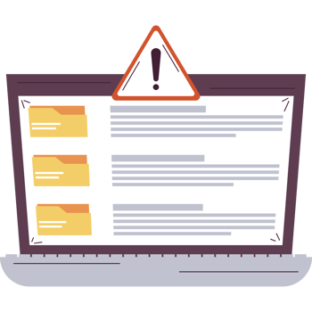 laptop with cyber fraud alert icon png