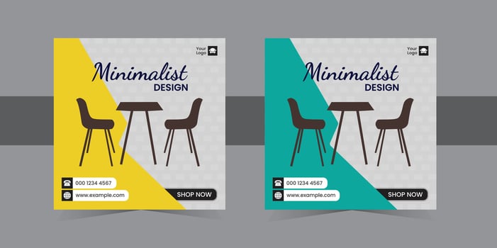 Social Media Marketing Post Template. Home Interior Furniture Sell Post. vector