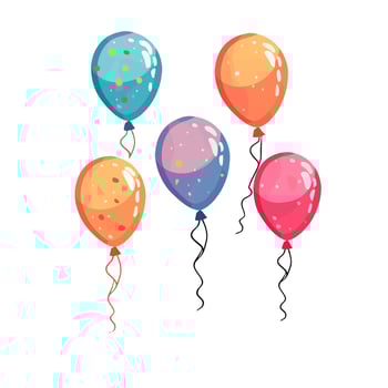 Hand Drawn cute balloons isolated on white background. Template for postcard, banner, poster, web design. Birthday party decoration vector