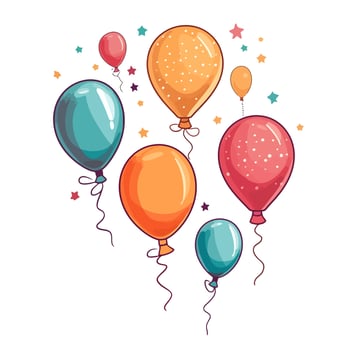 Hand Drawn cute balloons isolated on white background. Template for postcard, banner, poster, web design. Birthday party decoration vector