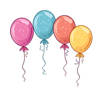 Hand Drawn cute balloons isolated on white background. Template for postcard, banner, poster, web design. Birthday party decoration vector