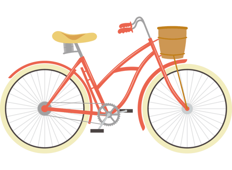 red bicycle with basket icon png