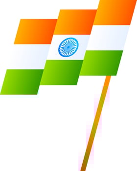 Illustration of waving Indian flag on white background. vector