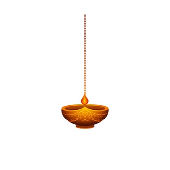 Illuminated oil lamp hang on white background. vector