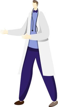 Faceless doctor man character in stylish pose. vector