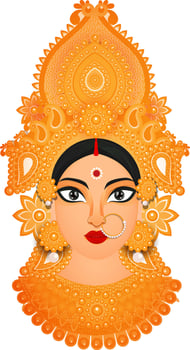 Hindu Mythological Goddess Lakshmi maa face on white background. vector