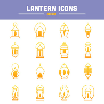 Vintage Lantern Icon Set vector