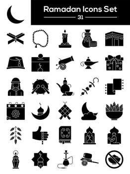 Glyph Style Set Of Ramadan Icon Or Symbol. vector