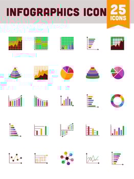 Colorful Infographics Icon Set On White Background. vector
