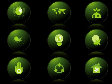 white background with set of glossy nature icons, vector illustration