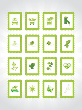 white background with set of glossy nature icons, vector illustration