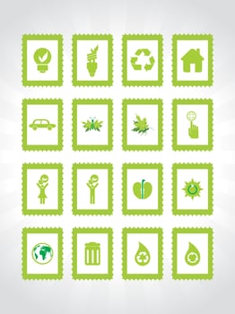 white background with set of glossy nature icons, vector illustration