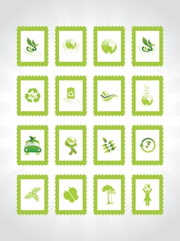 white background with set of glossy nature icons, vector illustration