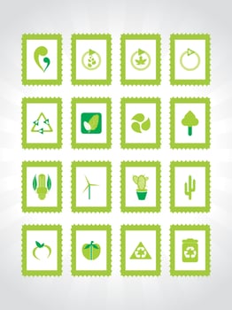 white background with set of glossy nature icons, vector illustration