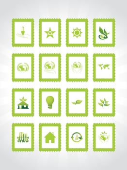 white background with set of glossy nature icons, vector illustration